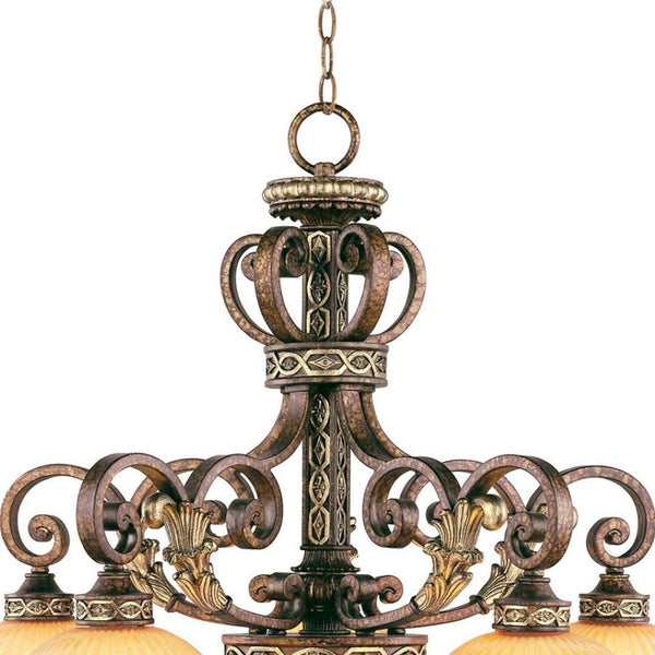 HomeRoots Bronze Five-Light Dimmable Chandelier with Elegant Cylinder Shades for Modern Home Decor Styles 687855
