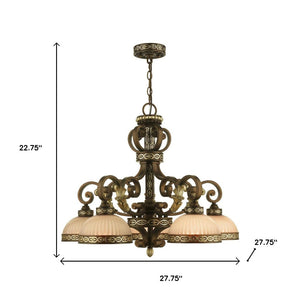 HomeRoots Bronze Five-Light Dimmable Chandelier with Elegant Cylinder Shades for Modern Home Decor Styles 687855