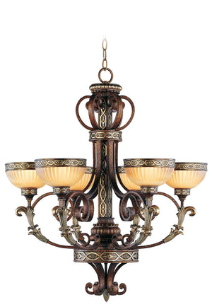 HomeRoots Bronze Six-Light Dimmable Chandelier – Elegant Metal Design for Dining Rooms & Living Spaces 687856