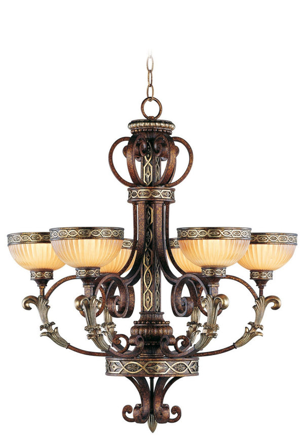 HomeRoots Bronze Six-Light Dimmable Chandelier – Elegant Metal Design for Dining Rooms & Living Spaces 687856