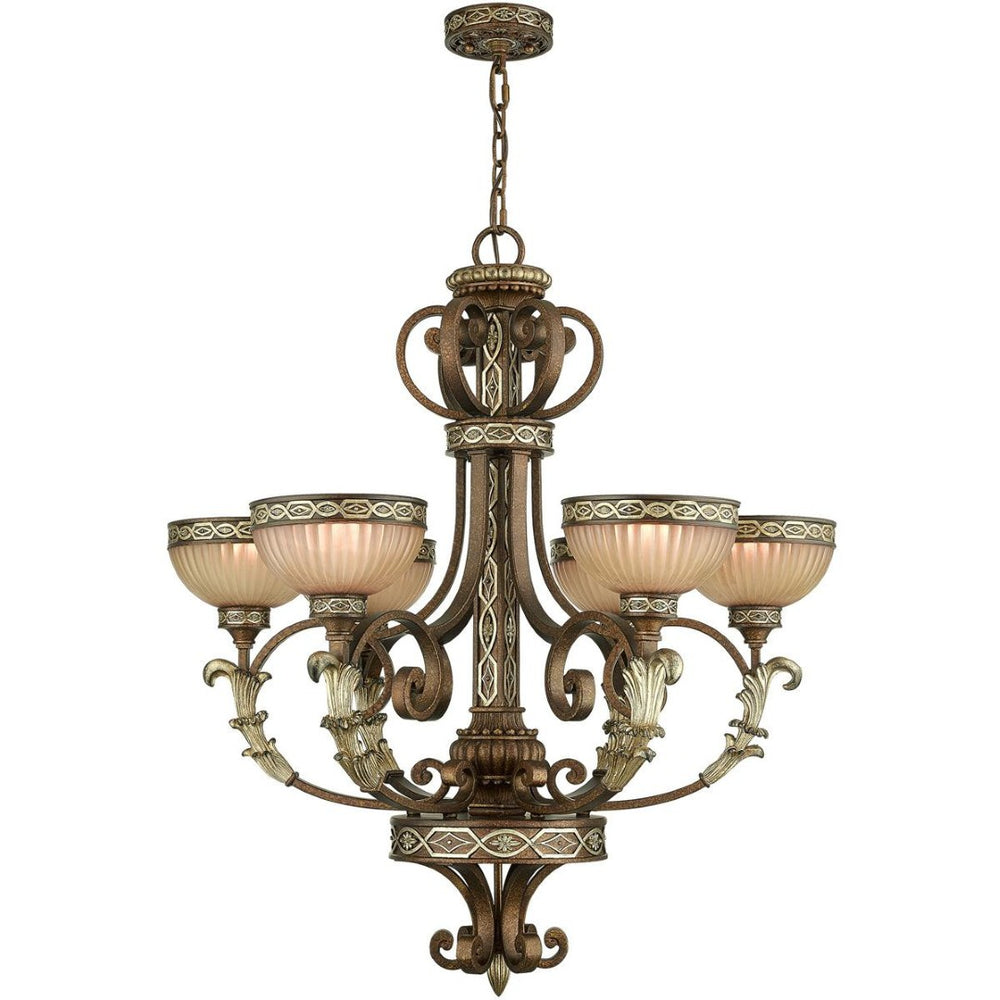 HomeRoots Bronze Six-Light Dimmable Chandelier – Elegant Metal Design for Dining Rooms & Living Spaces 687856