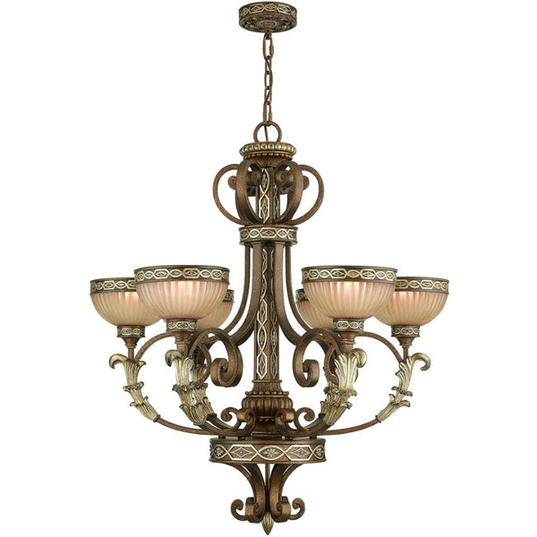 HomeRoots Bronze Six-Light Dimmable Chandelier – Elegant Metal Design for Dining Rooms & Living Spaces 687856