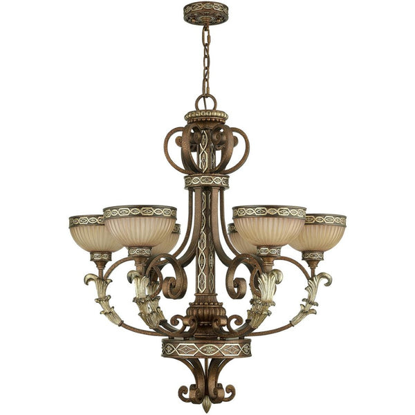 HomeRoots Bronze Six-Light Dimmable Chandelier – Elegant Metal Design for Dining Rooms & Living Spaces 687856