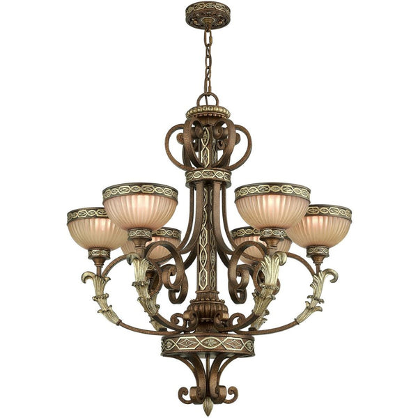 HomeRoots Bronze Six-Light Dimmable Chandelier – Elegant Metal Design for Dining Rooms & Living Spaces 687856