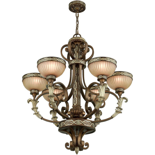 HomeRoots Bronze Six-Light Dimmable Chandelier – Elegant Metal Design for Dining Rooms & Living Spaces 687856