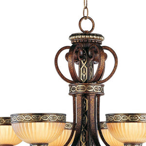 HomeRoots Bronze Six-Light Dimmable Chandelier – Elegant Metal Design for Dining Rooms & Living Spaces 687856