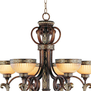 HomeRoots Bronze Six-Light Dimmable Chandelier – Elegant Metal Design for Dining Rooms & Living Spaces 687856
