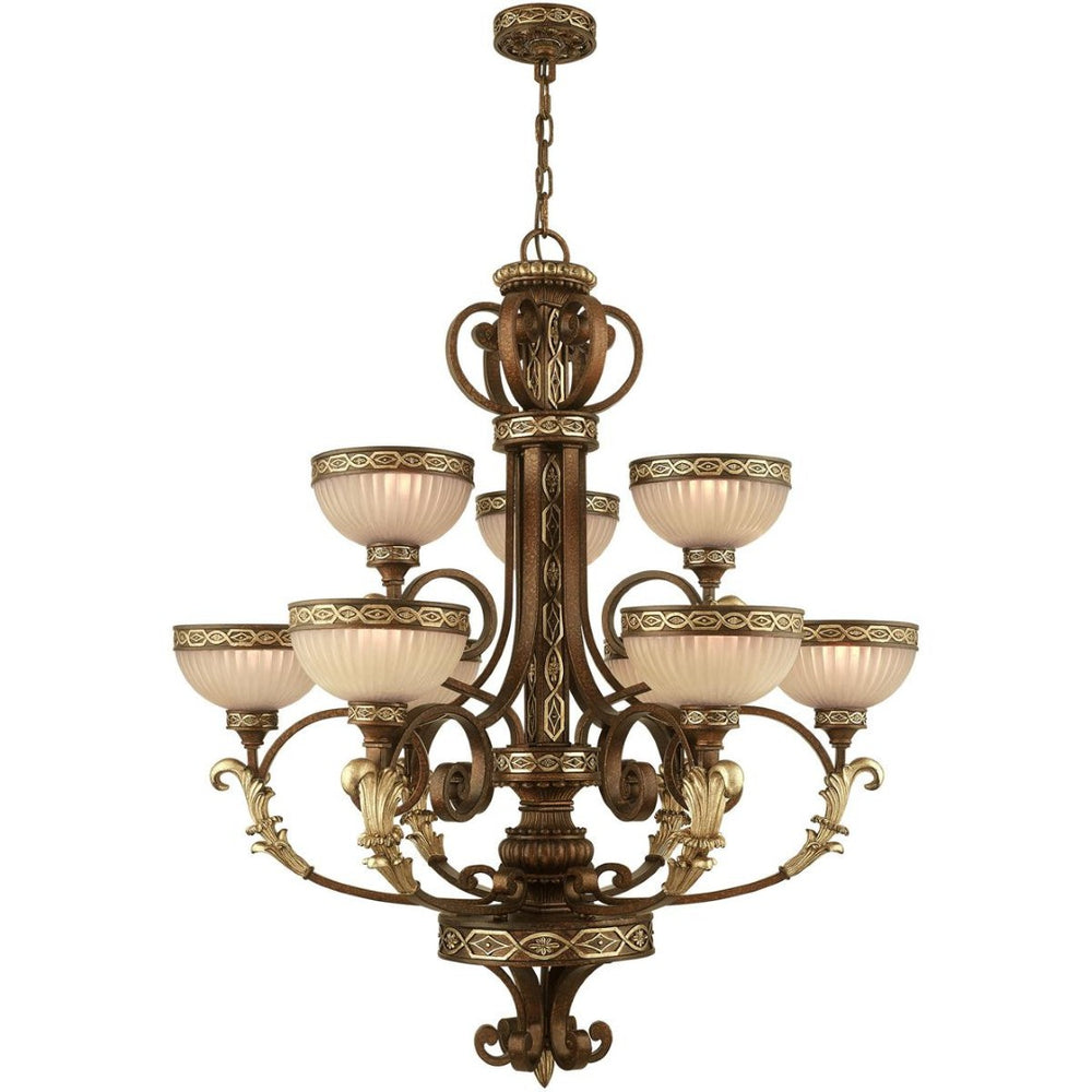 HomeRoots Nine Light Dimmable Chandelier - Modern Cylinder Design with Shades for Warm Ambiance & Flexibility 687857