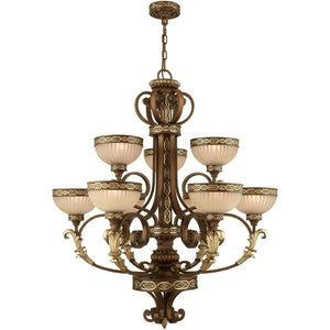 HomeRoots Nine Light Dimmable Chandelier - Modern Cylinder Design with Shades for Warm Ambiance & Flexibility 687857