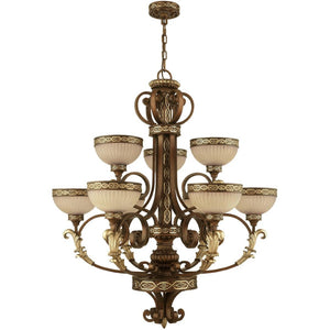 HomeRoots Nine Light Dimmable Chandelier - Modern Cylinder Design with Shades for Warm Ambiance & Flexibility 687857