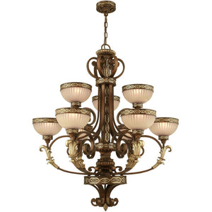 HomeRoots Nine Light Dimmable Chandelier - Modern Cylinder Design with Shades for Warm Ambiance & Flexibility 687857