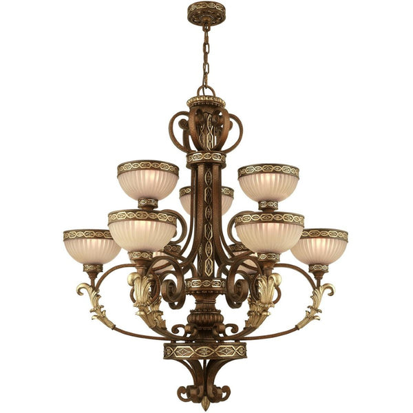 HomeRoots Nine Light Dimmable Chandelier - Modern Cylinder Design with Shades for Warm Ambiance & Flexibility 687857