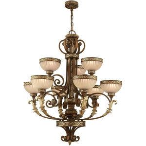 HomeRoots Nine Light Dimmable Chandelier - Modern Cylinder Design with Shades for Warm Ambiance & Flexibility 687857