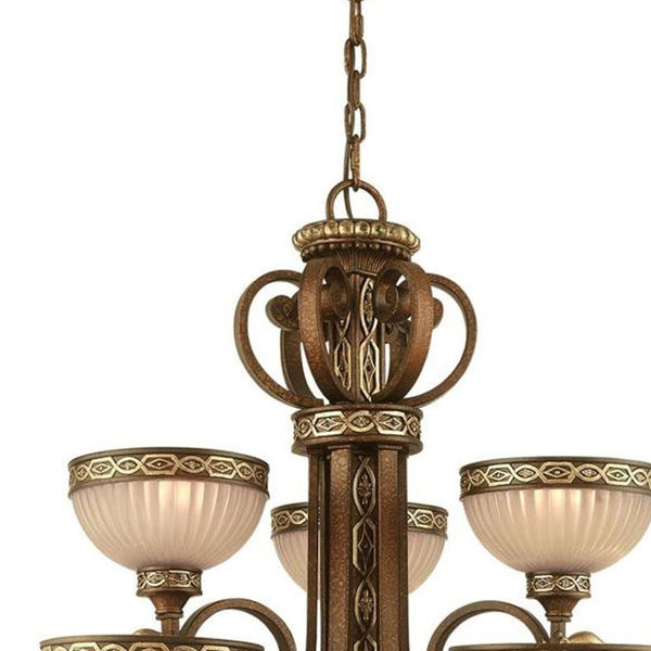 HomeRoots Nine Light Dimmable Chandelier - Modern Cylinder Design with Shades for Warm Ambiance & Flexibility 687857