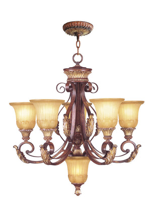 HomeRoots Six Light Dimmable Chandelier with Elegant Shades - Modern Design for Versatile Home Illumination 687859