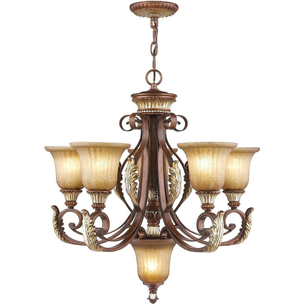 HomeRoots Six Light Dimmable Chandelier with Elegant Shades - Modern Design for Versatile Home Illumination 687859