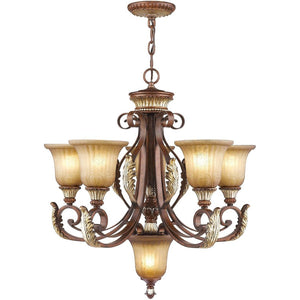 HomeRoots Six Light Dimmable Chandelier with Elegant Shades - Modern Design for Versatile Home Illumination 687859