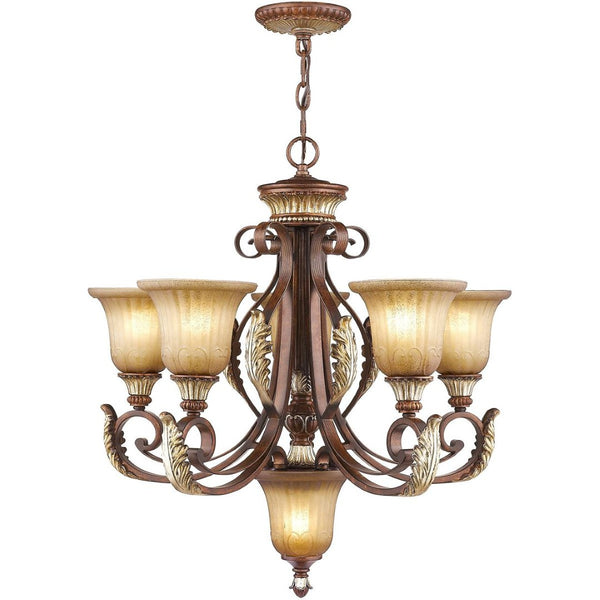 HomeRoots Six Light Dimmable Chandelier with Elegant Shades - Modern Design for Versatile Home Illumination 687859