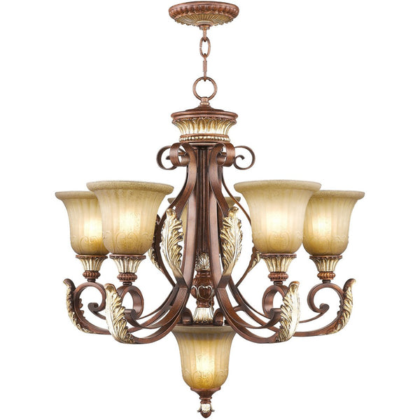 HomeRoots Six Light Dimmable Chandelier with Elegant Shades - Modern Design for Versatile Home Illumination 687859