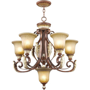 HomeRoots Six Light Dimmable Chandelier with Elegant Shades - Modern Design for Versatile Home Illumination 687859