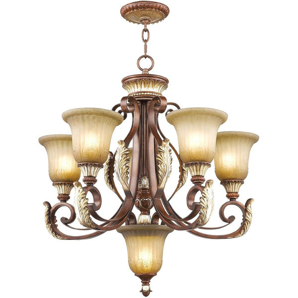 HomeRoots Six Light Dimmable Chandelier with Elegant Shades - Modern Design for Versatile Home Illumination 687859