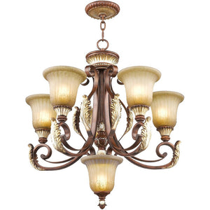 HomeRoots Six Light Dimmable Chandelier with Elegant Shades - Modern Design for Versatile Home Illumination 687859