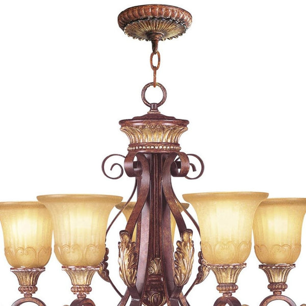 HomeRoots Six Light Dimmable Chandelier with Elegant Shades - Modern Design for Versatile Home Illumination 687859