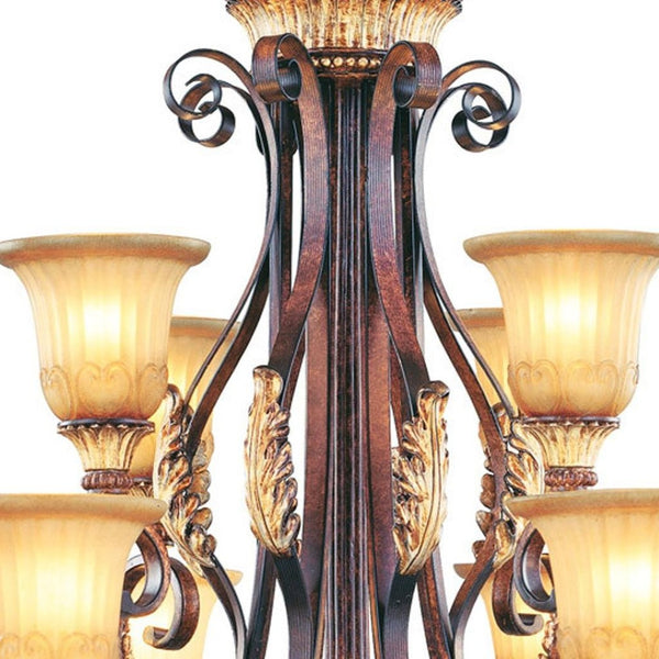 HomeRoots Multi Light Dimmable Chandelier - Modern Cylinder Design with Fabric Shades for Elegant Ambiance 687860