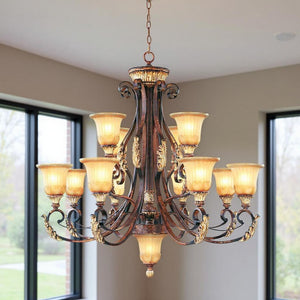 HomeRoots Multi Light Dimmable Chandelier - Modern Cylinder Design with Fabric Shades for Elegant Ambiance 687860