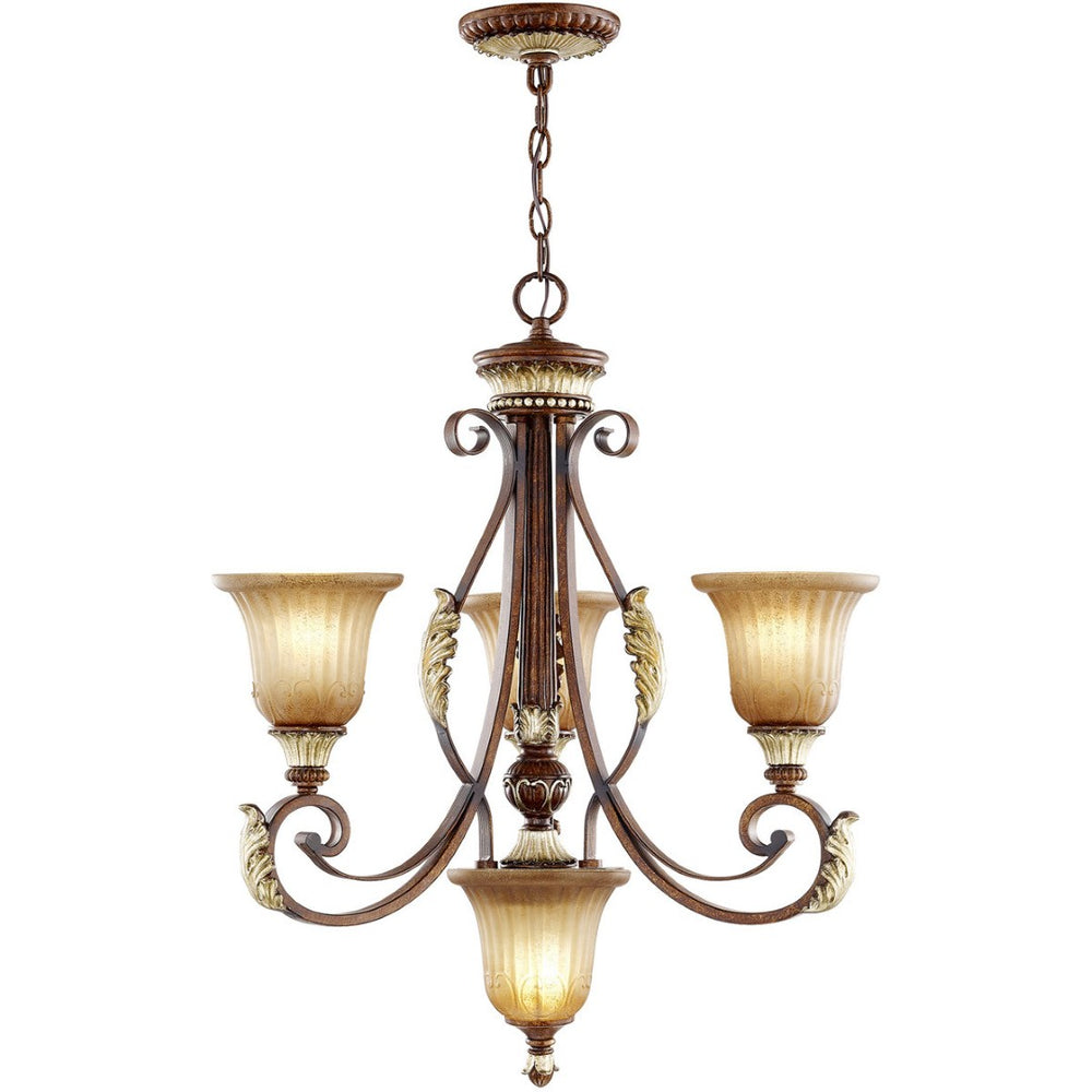 HomeRoots Bronze Four-Light Dimmable Chandelier with Cylinder Shades for Elegant Home Ambiance & Style 687863