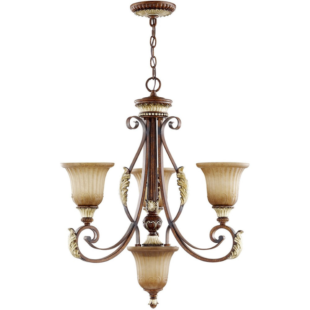 HomeRoots Bronze Four-Light Dimmable Chandelier with Cylinder Shades for Elegant Home Ambiance & Style 687863