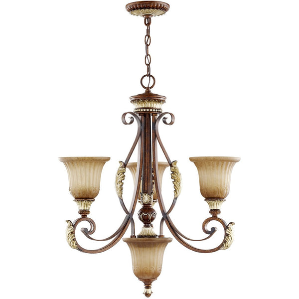 HomeRoots Bronze Four-Light Dimmable Chandelier with Cylinder Shades for Elegant Home Ambiance & Style 687863