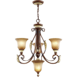 HomeRoots Bronze Four-Light Dimmable Chandelier with Cylinder Shades for Elegant Home Ambiance & Style 687863
