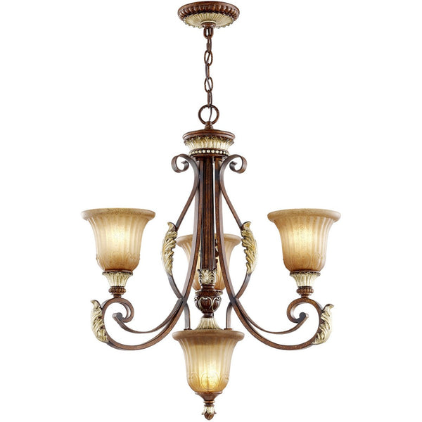 HomeRoots Bronze Four-Light Dimmable Chandelier with Cylinder Shades for Elegant Home Ambiance & Style 687863