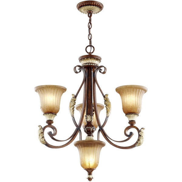 HomeRoots Bronze Four-Light Dimmable Chandelier with Cylinder Shades for Elegant Home Ambiance & Style 687863