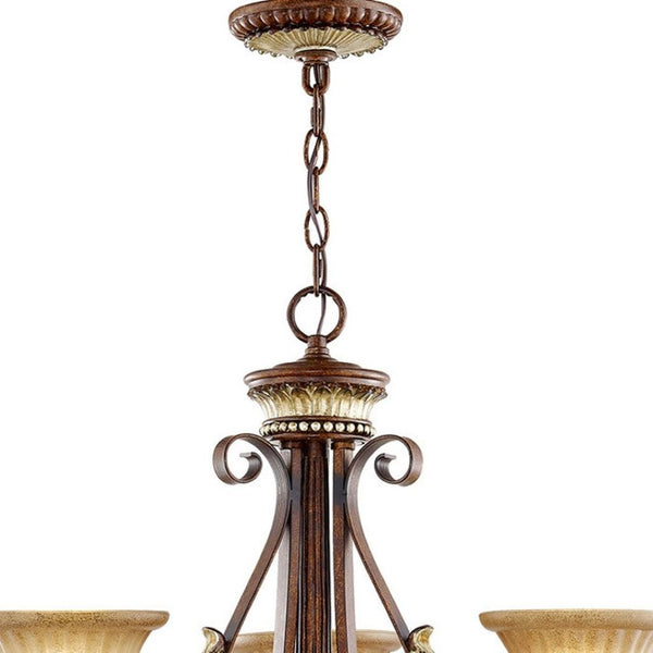 HomeRoots Bronze Four-Light Dimmable Chandelier with Cylinder Shades for Elegant Home Ambiance & Style 687863
