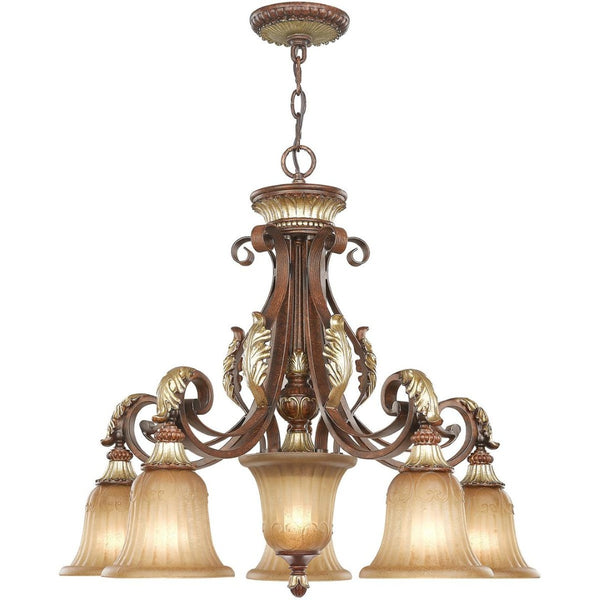 HomeRoots Six Light Dimmable Chandelier – Modern Cylinder Shades for Dining, Living Room, & Entryway Elegance 687864