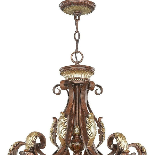 HomeRoots Six Light Dimmable Chandelier – Modern Cylinder Shades for Dining, Living Room, & Entryway Elegance 687864