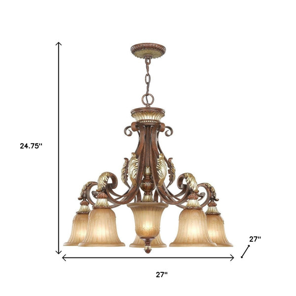 HomeRoots Six Light Dimmable Chandelier – Modern Cylinder Shades for Dining, Living Room, & Entryway Elegance 687864
