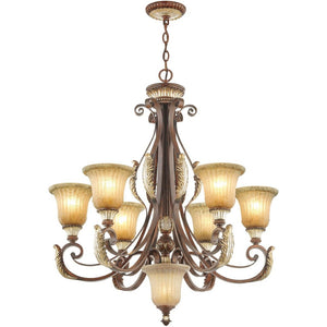 HomeRoots Seven Light Dimmable Chandelier - Modern Cylinder Design with Fabric Shades for Warm Glow & Style 687865