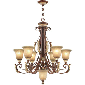 HomeRoots Seven Light Dimmable Chandelier - Modern Cylinder Design with Fabric Shades for Warm Glow & Style 687865