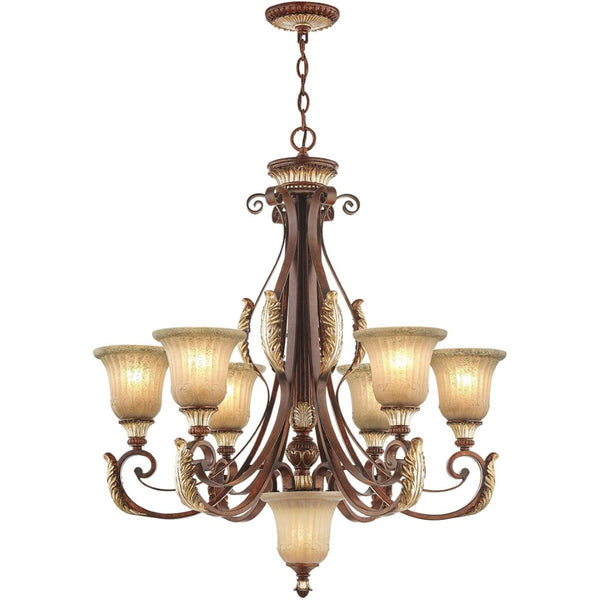 HomeRoots Seven Light Dimmable Chandelier - Modern Cylinder Design with Fabric Shades for Warm Glow & Style 687865