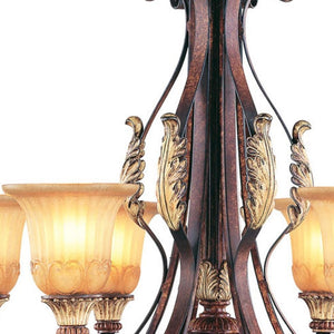 HomeRoots Seven Light Dimmable Chandelier - Modern Cylinder Design with Fabric Shades for Warm Glow & Style 687865