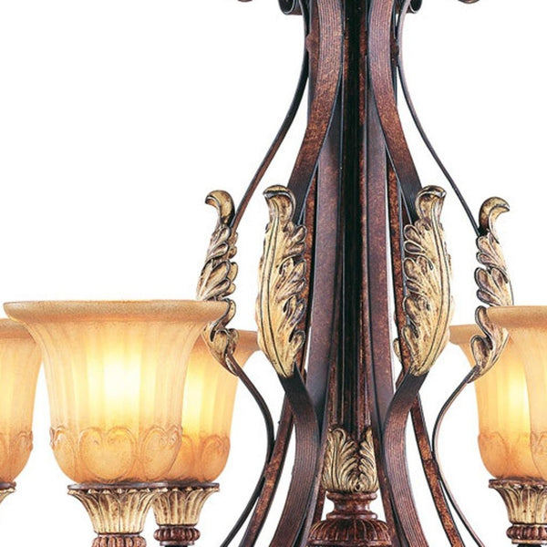 HomeRoots Seven Light Dimmable Chandelier - Modern Cylinder Design with Fabric Shades for Warm Glow & Style 687865