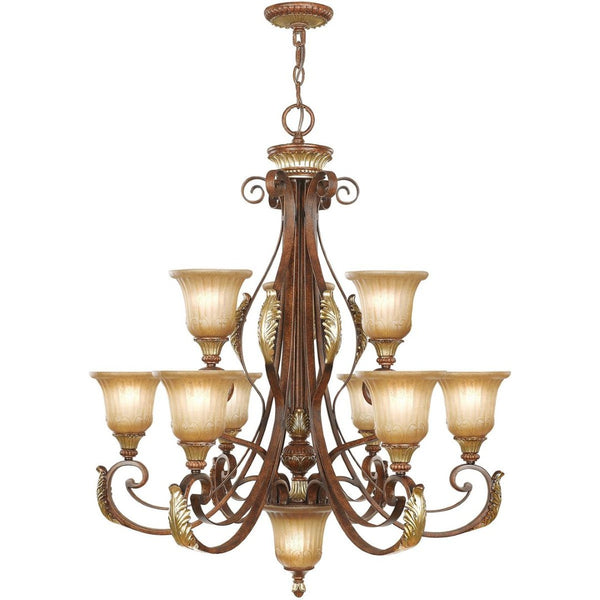HomeRoots Ten Light Dimmable Chandelier - Modern Cylinder Design with Adjustable Brightness for Stylish Spaces 687866
