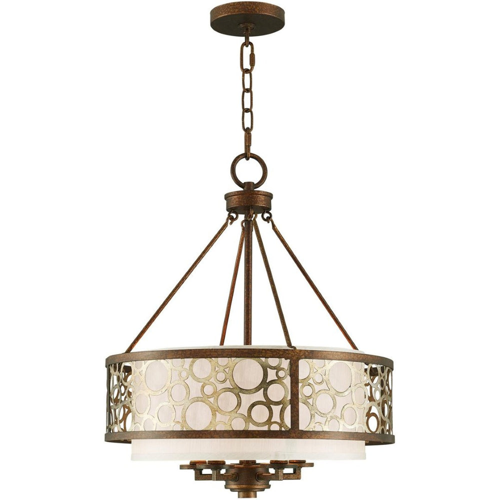 HomeRoots Five Light Dimmable Chandelier - Modern Steel Shades for Stylish Ambiance in Any Room Space 687869