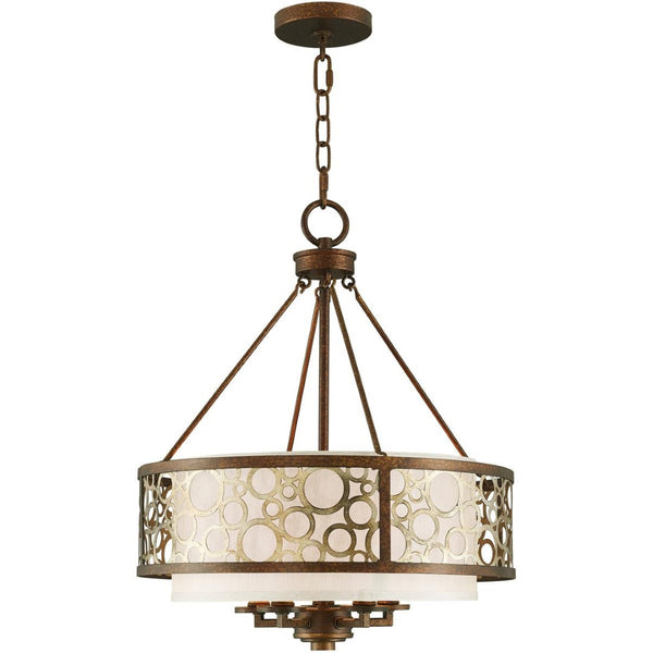 HomeRoots Five Light Dimmable Chandelier - Modern Steel Shades for Stylish Ambiance in Any Room Space 687869