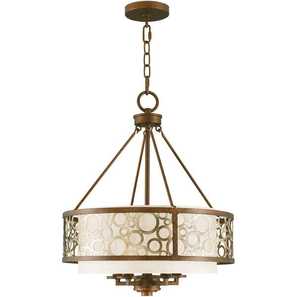HomeRoots Five Light Dimmable Chandelier - Modern Steel Shades for Stylish Ambiance in Any Room Space 687869
