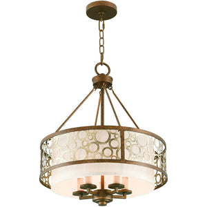 HomeRoots Five Light Dimmable Chandelier - Modern Steel Shades for Stylish Ambiance in Any Room Space 687869