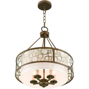 HomeRoots Five Light Dimmable Chandelier - Modern Steel Shades for Stylish Ambiance in Any Room Space 687869
